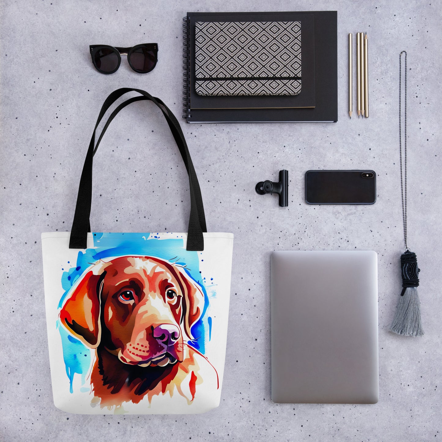 Chocolate Labrador Water Color Tote Bag