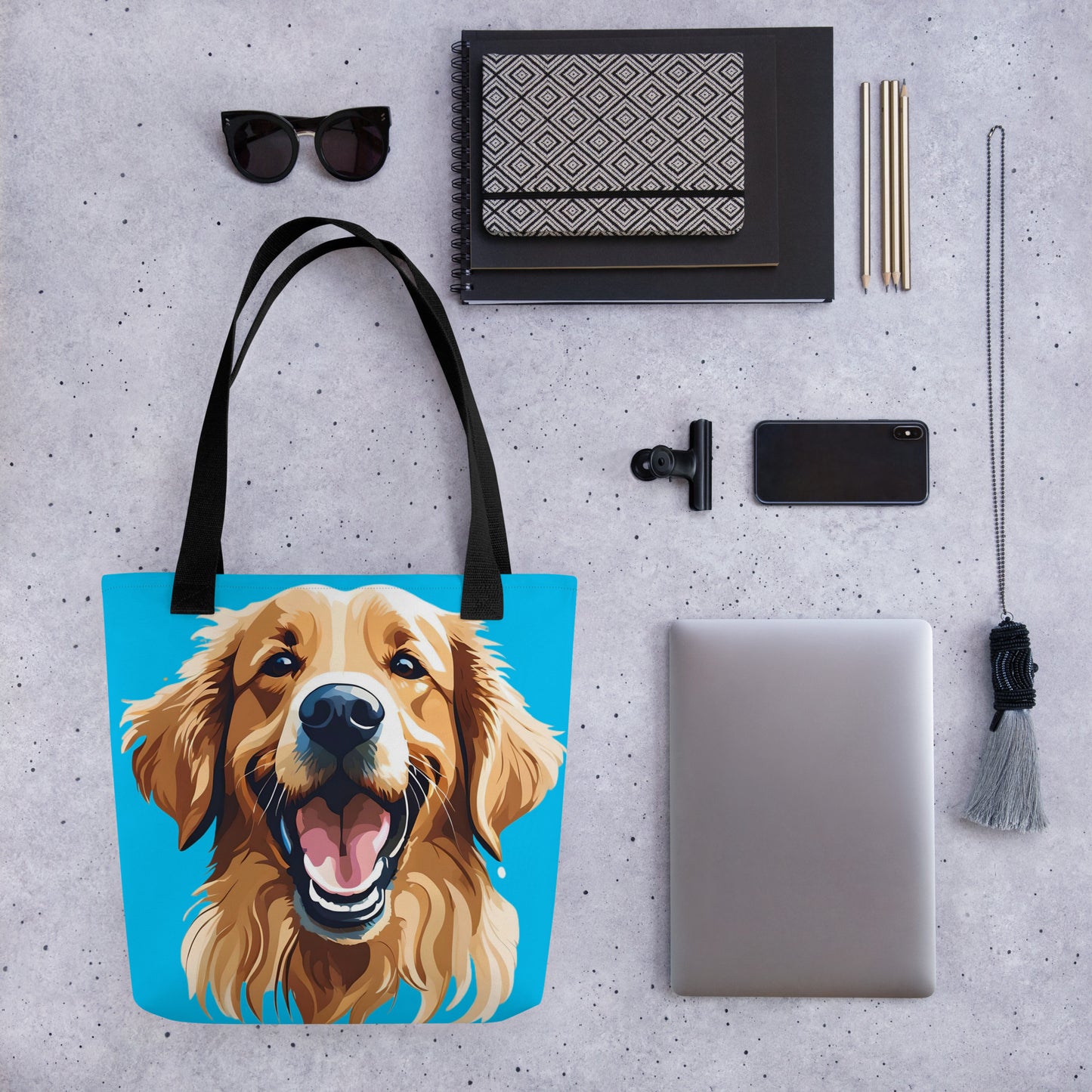 Golden Retriever Blue Tote Bag