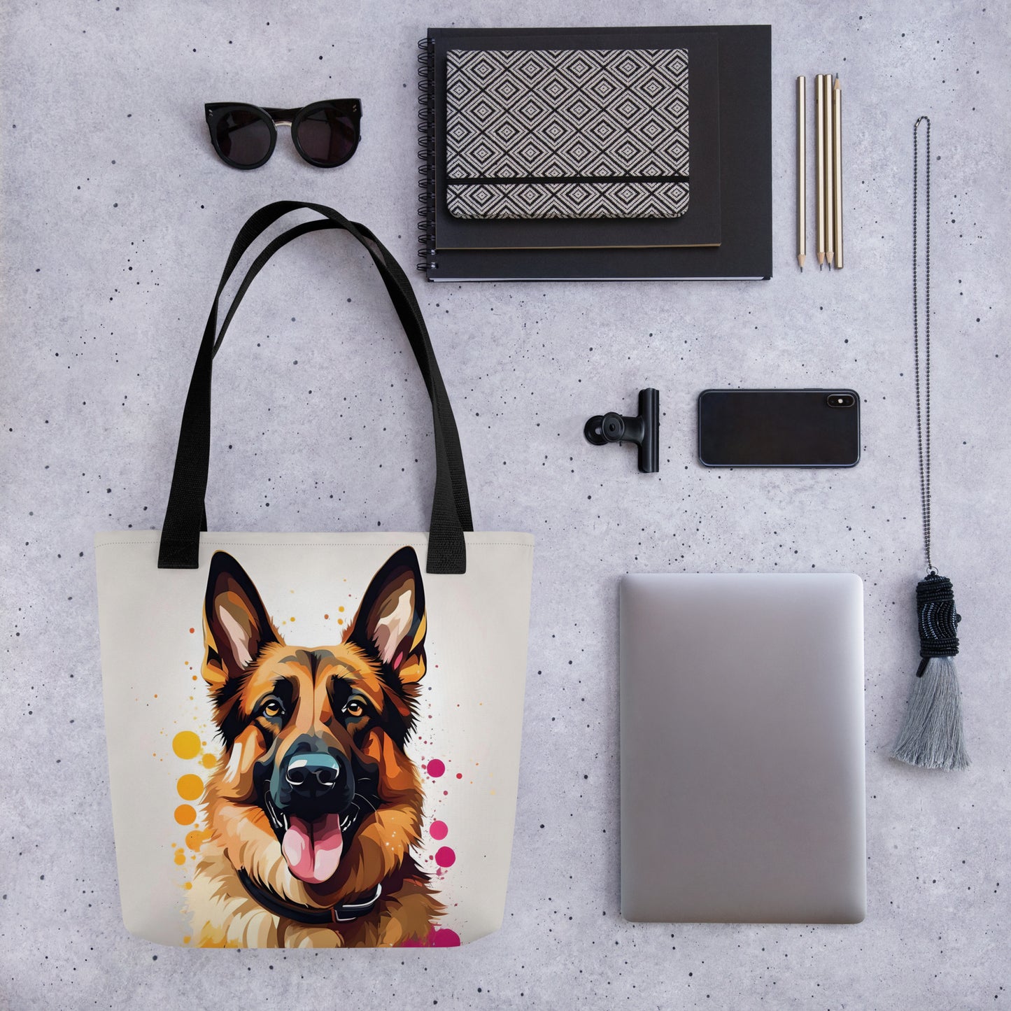 German Shepherd Splash Tote Bag