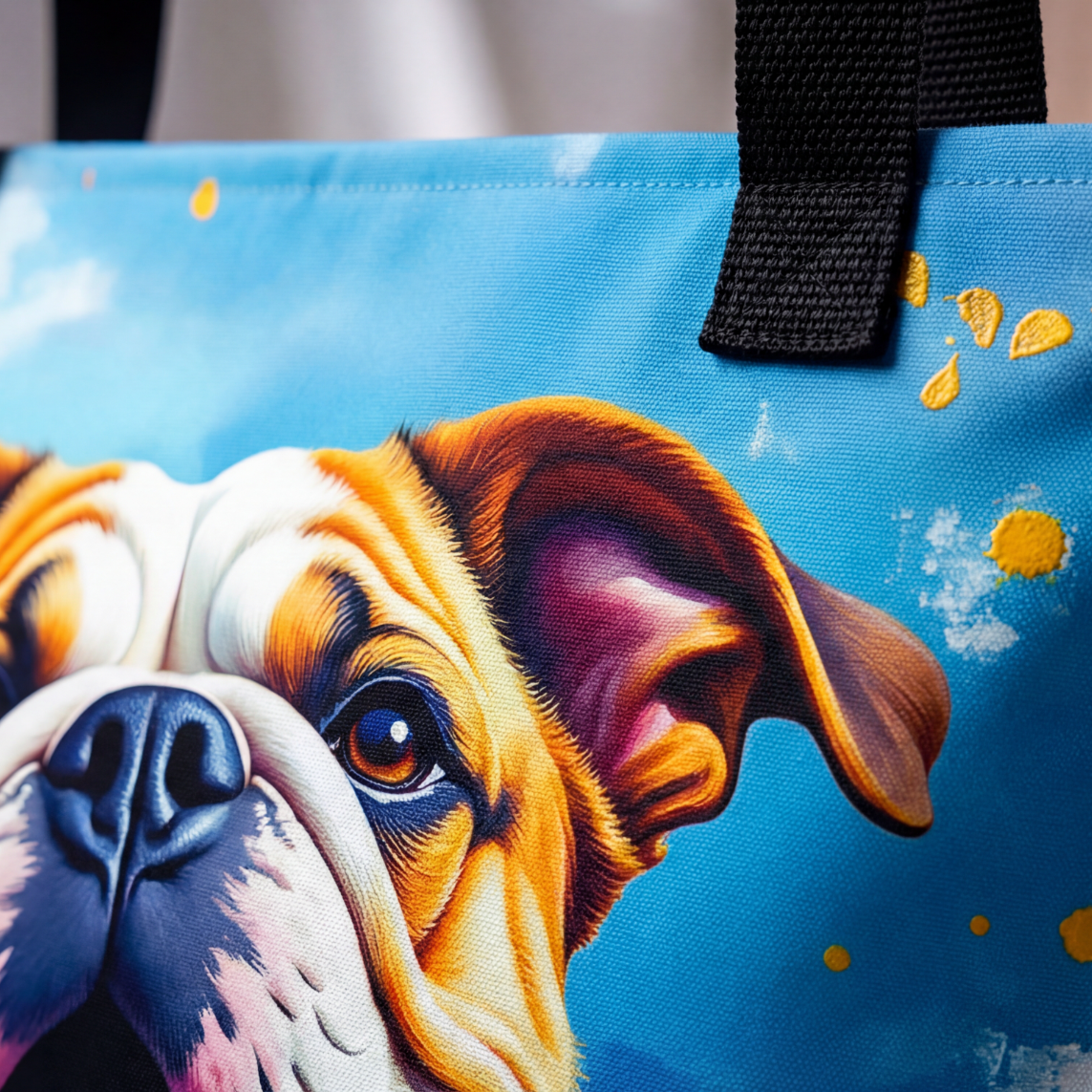 English Bulldog Splash Tote Bag
