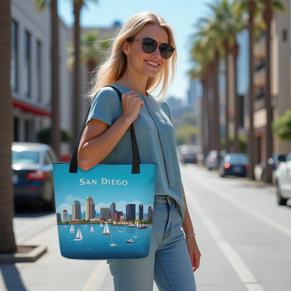 San Diego Skyline Tote Bag