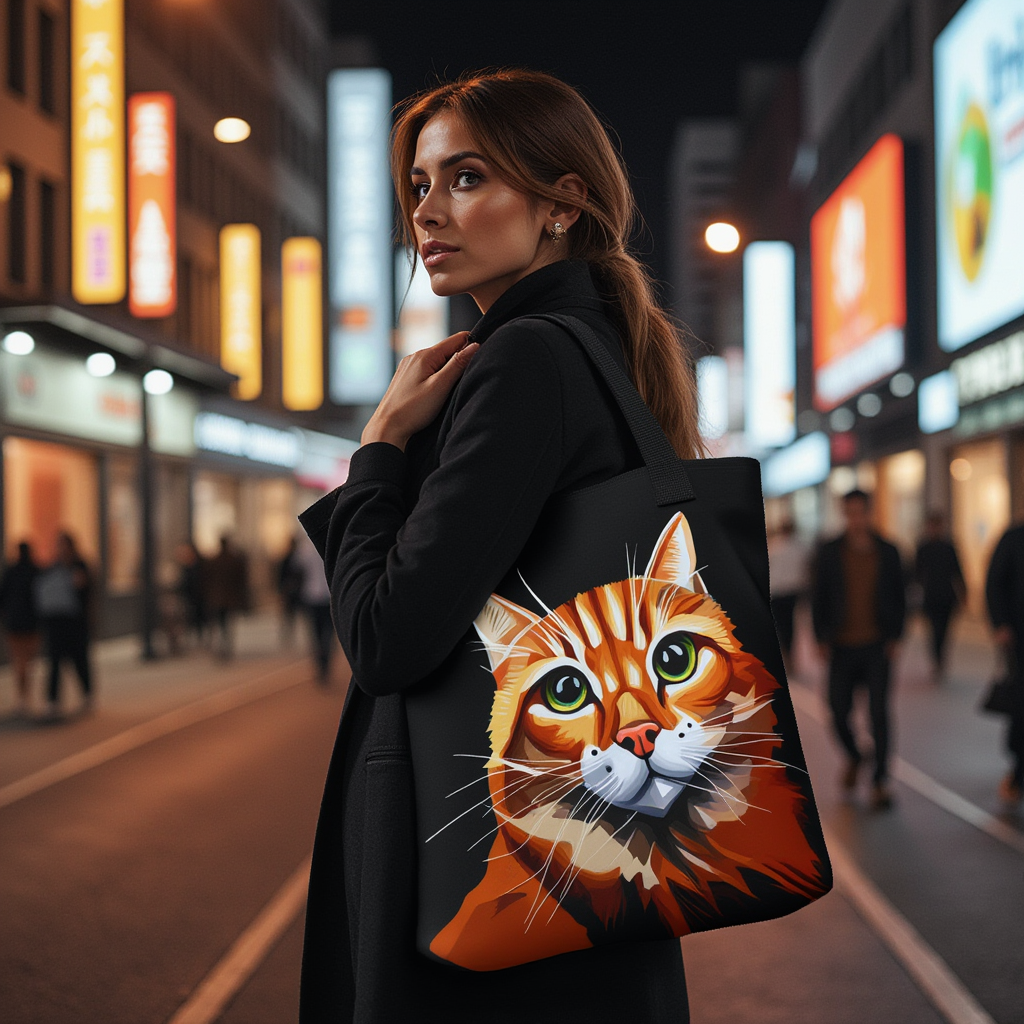 Midnight Whiskers Tote Bag