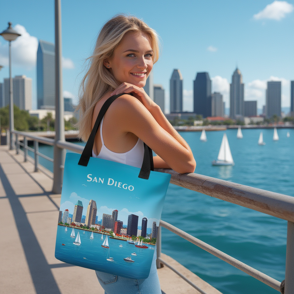 San Diego Skyline Tote Bag