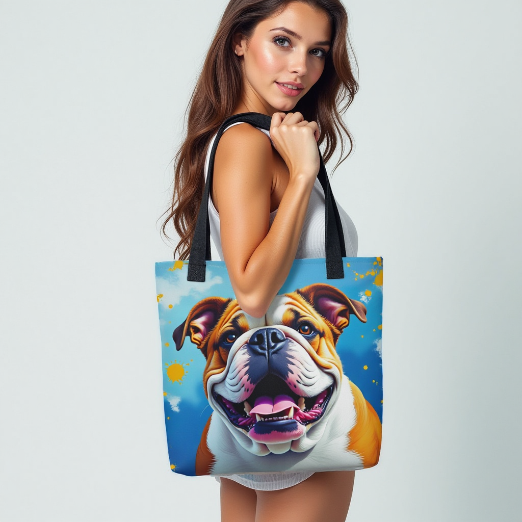 English Bulldog Paint Splash Tote Bag