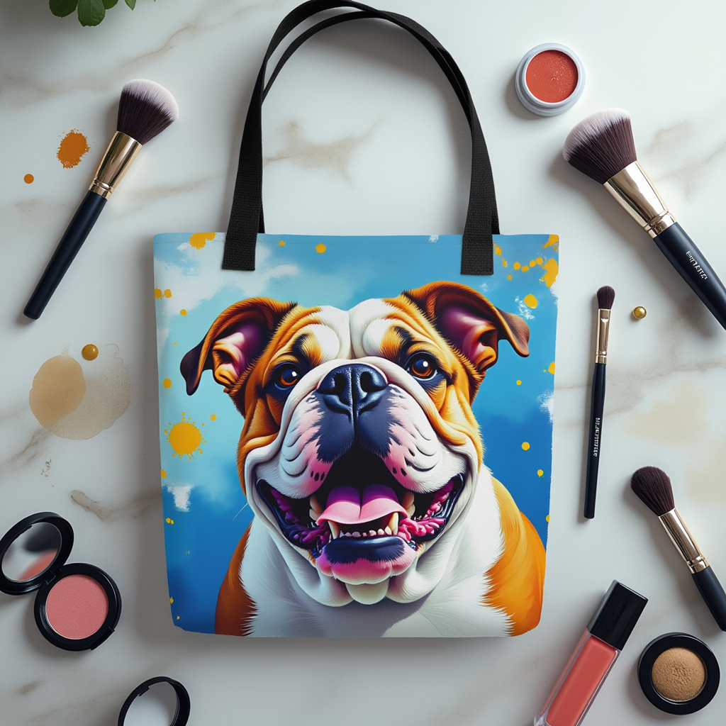 English Bulldog Paint Splash Tote Bag
