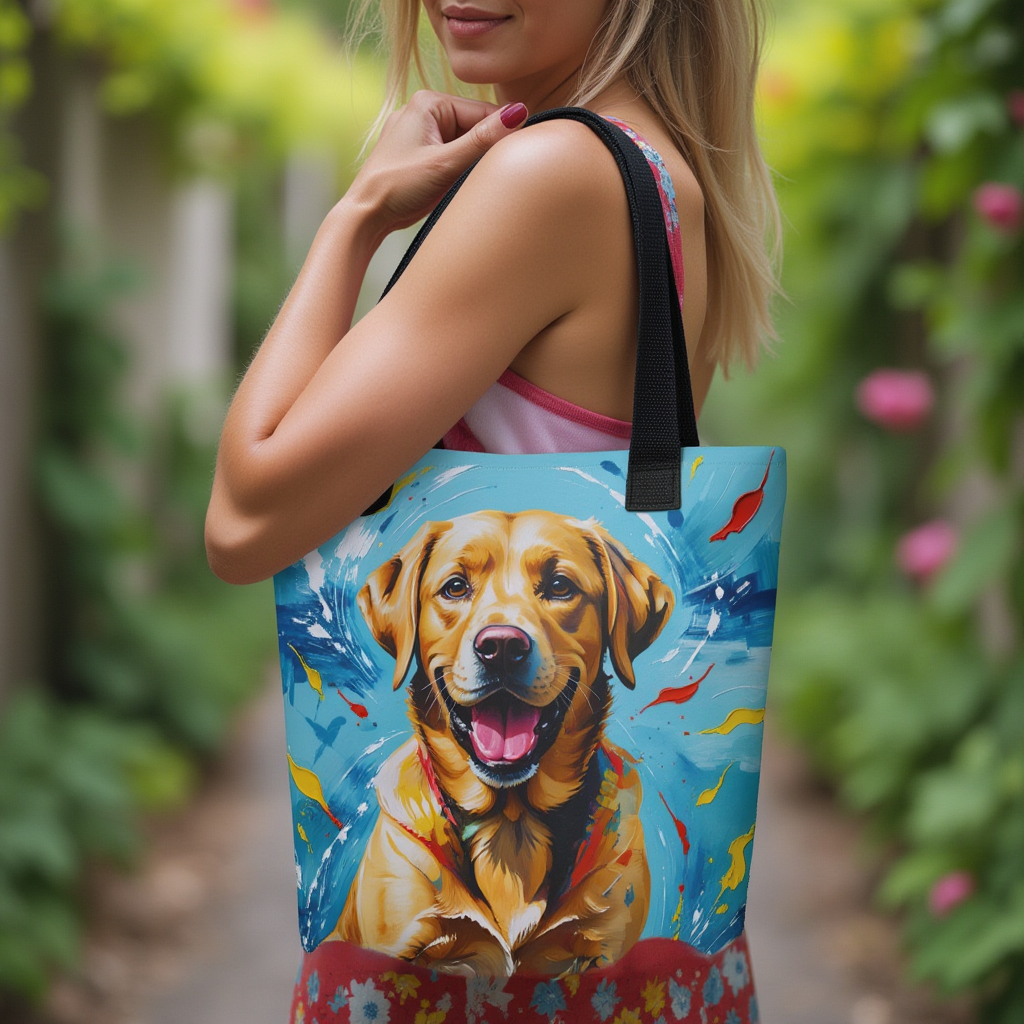 Yellow Labrador Paint Splash Tote Bag