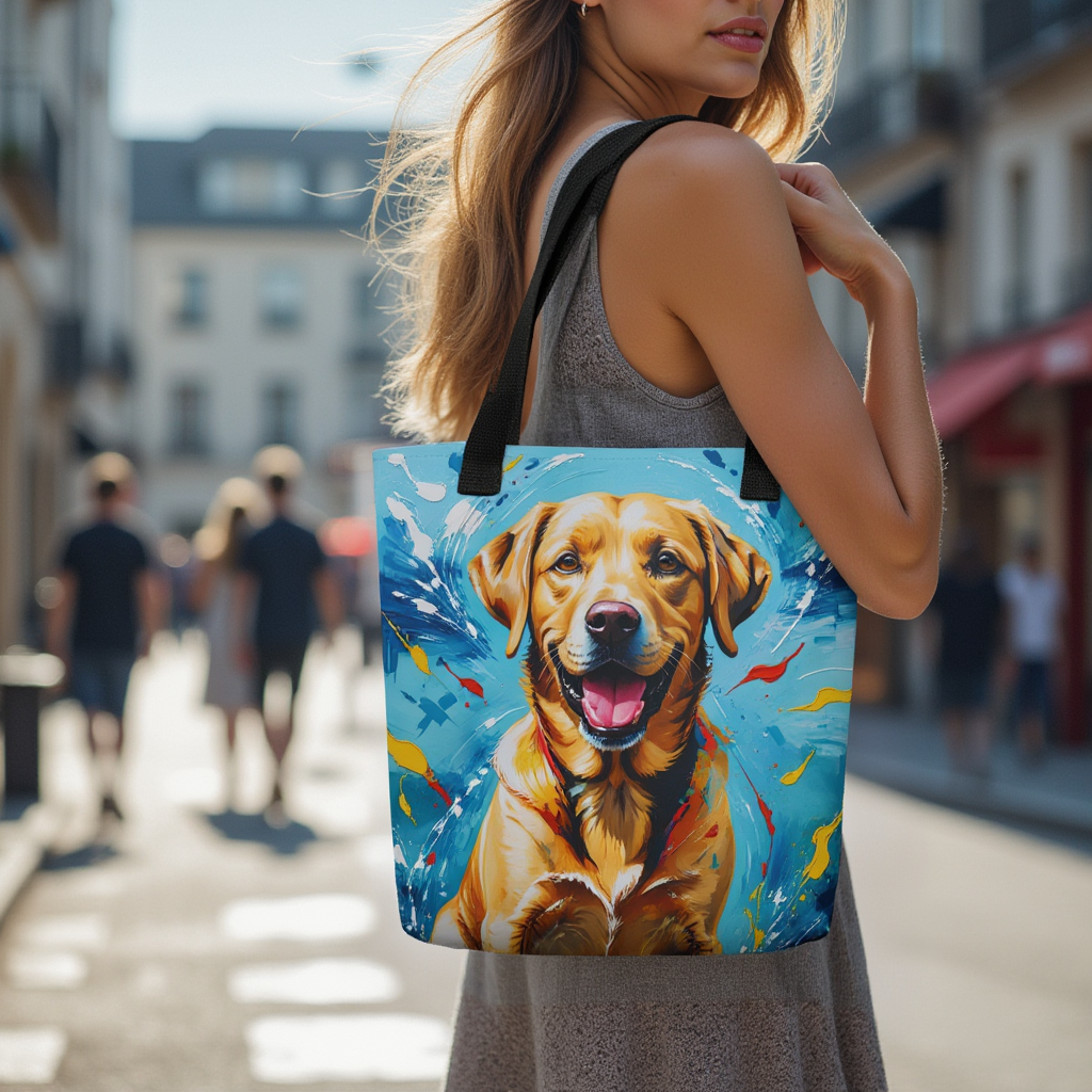 Yellow Labrador Paint Splash Tote Bag