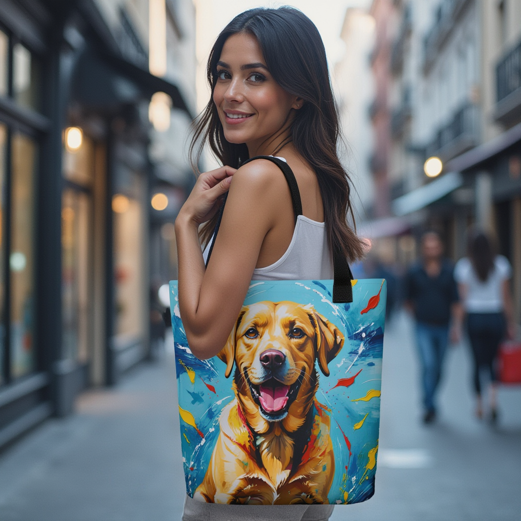Yellow Labrador Paint Splash Tote Bag