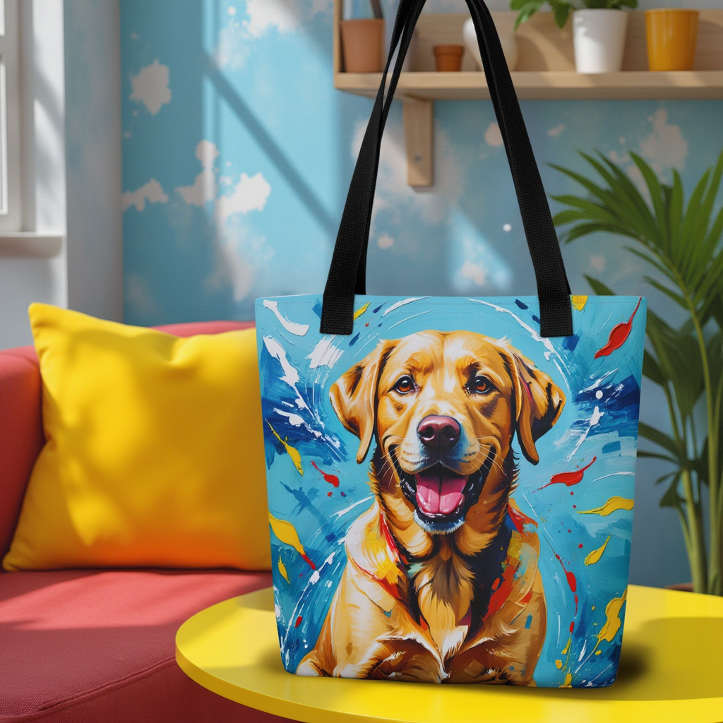 Yellow Labrador Paint Splash Tote Bag