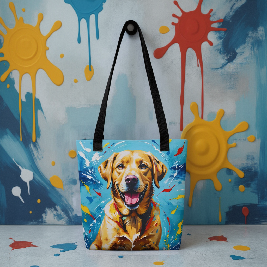 Yellow Labrador Paint Splash Tote Bag