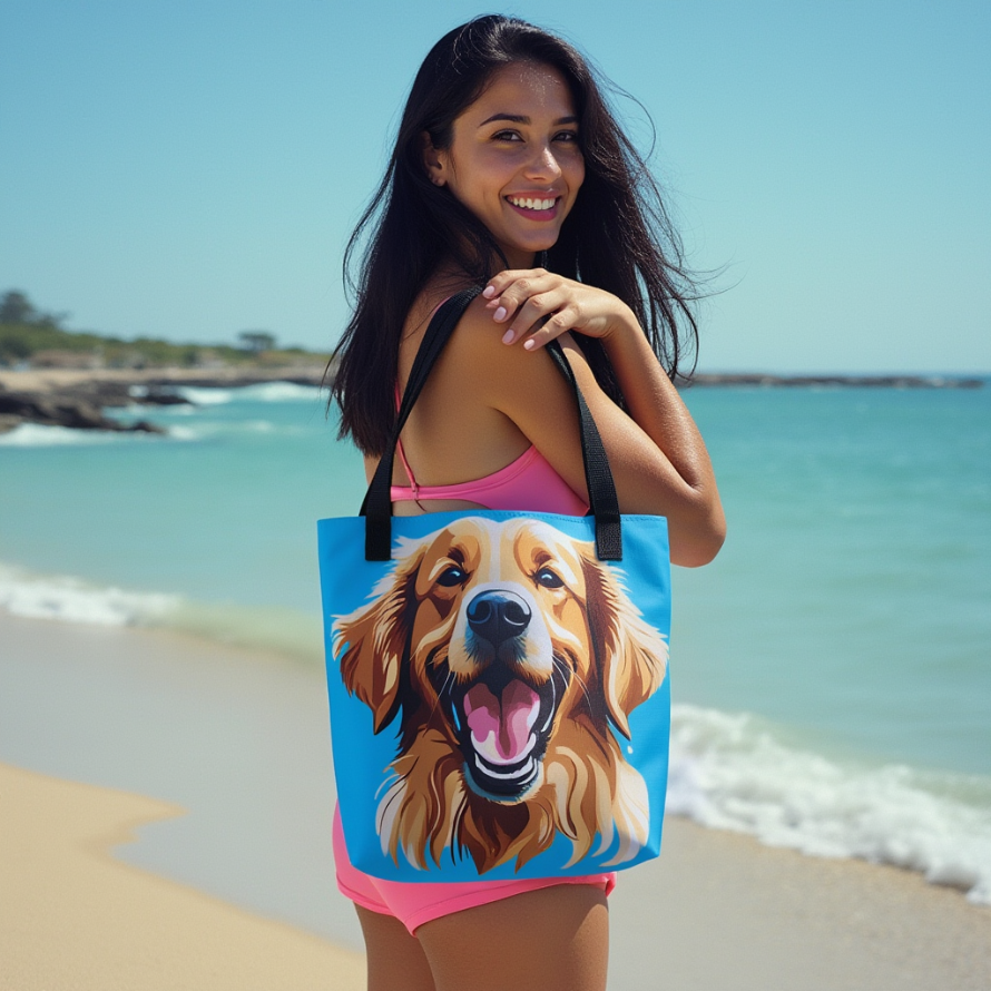 Golden Retriever Blue Tote Bag