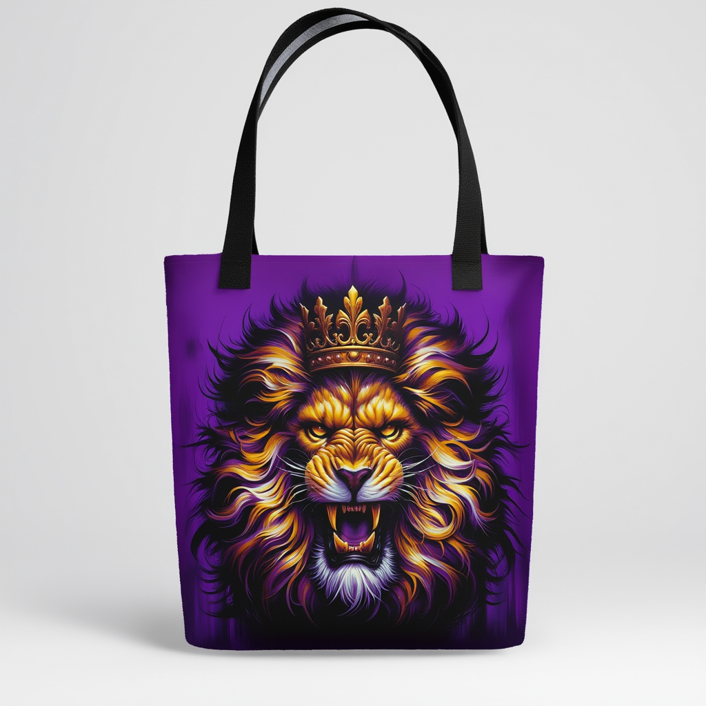 King Of The Jungle Purple Tote Bag
