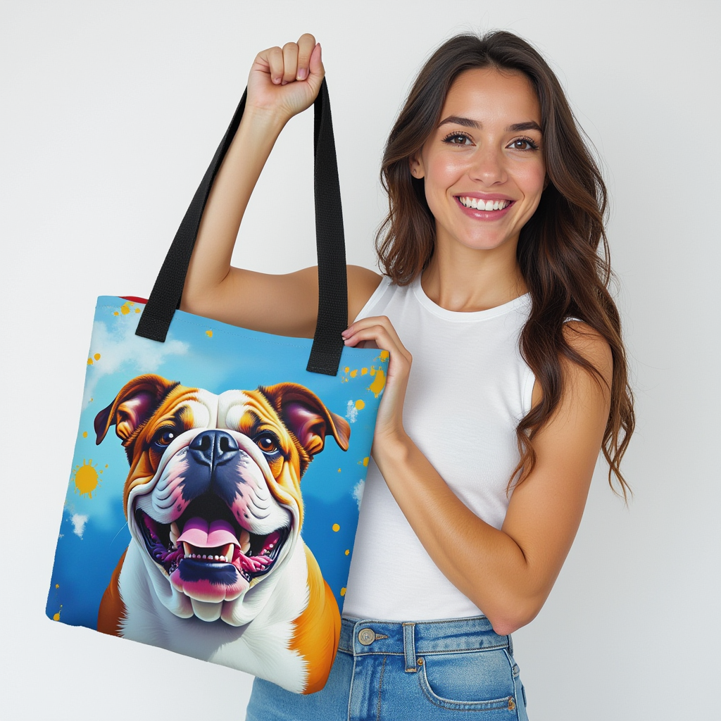 English Bulldog Paint Splash Tote Bag