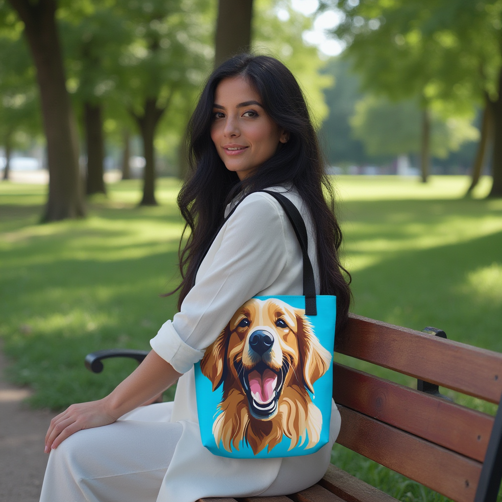 Golden Retriever Blue Tote Bag