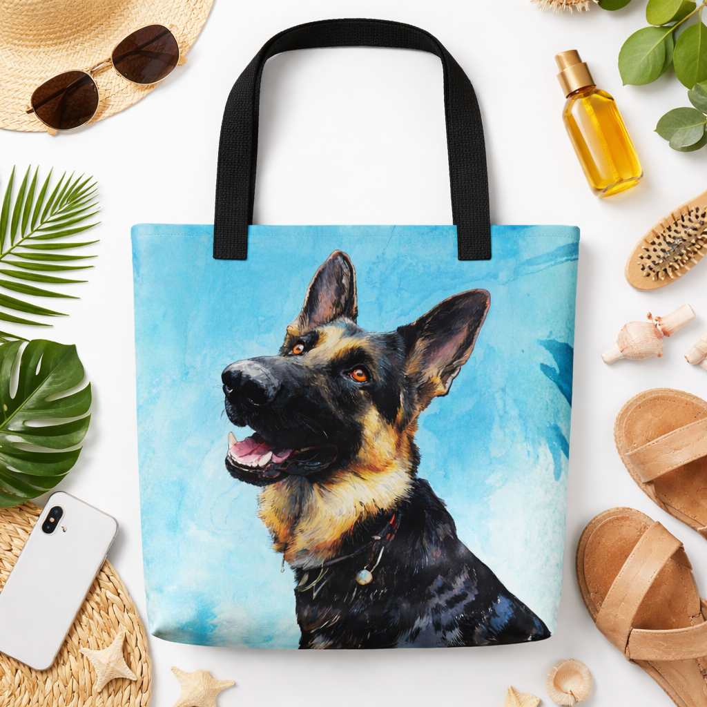 German Shepherd Blue Gaze Tote Bag