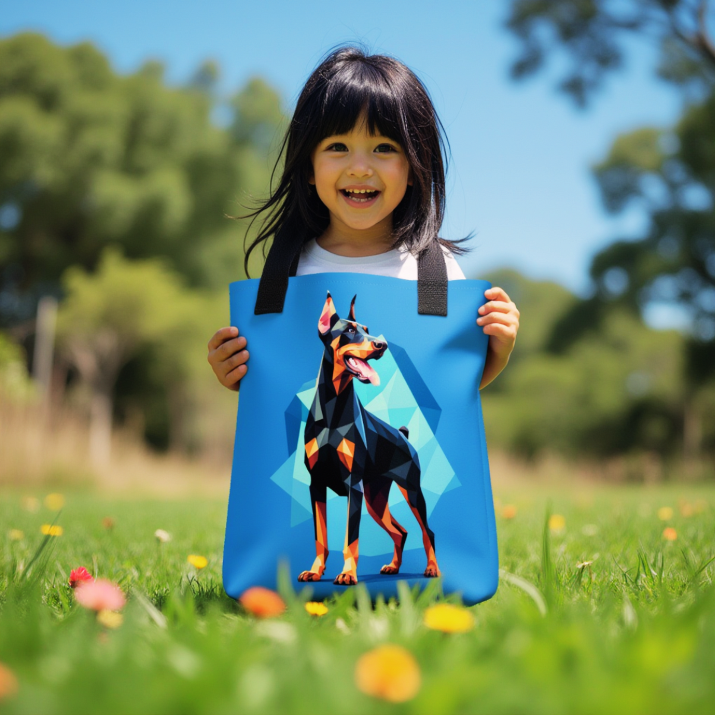 Doberman Poly Royal Blue Tote Bag