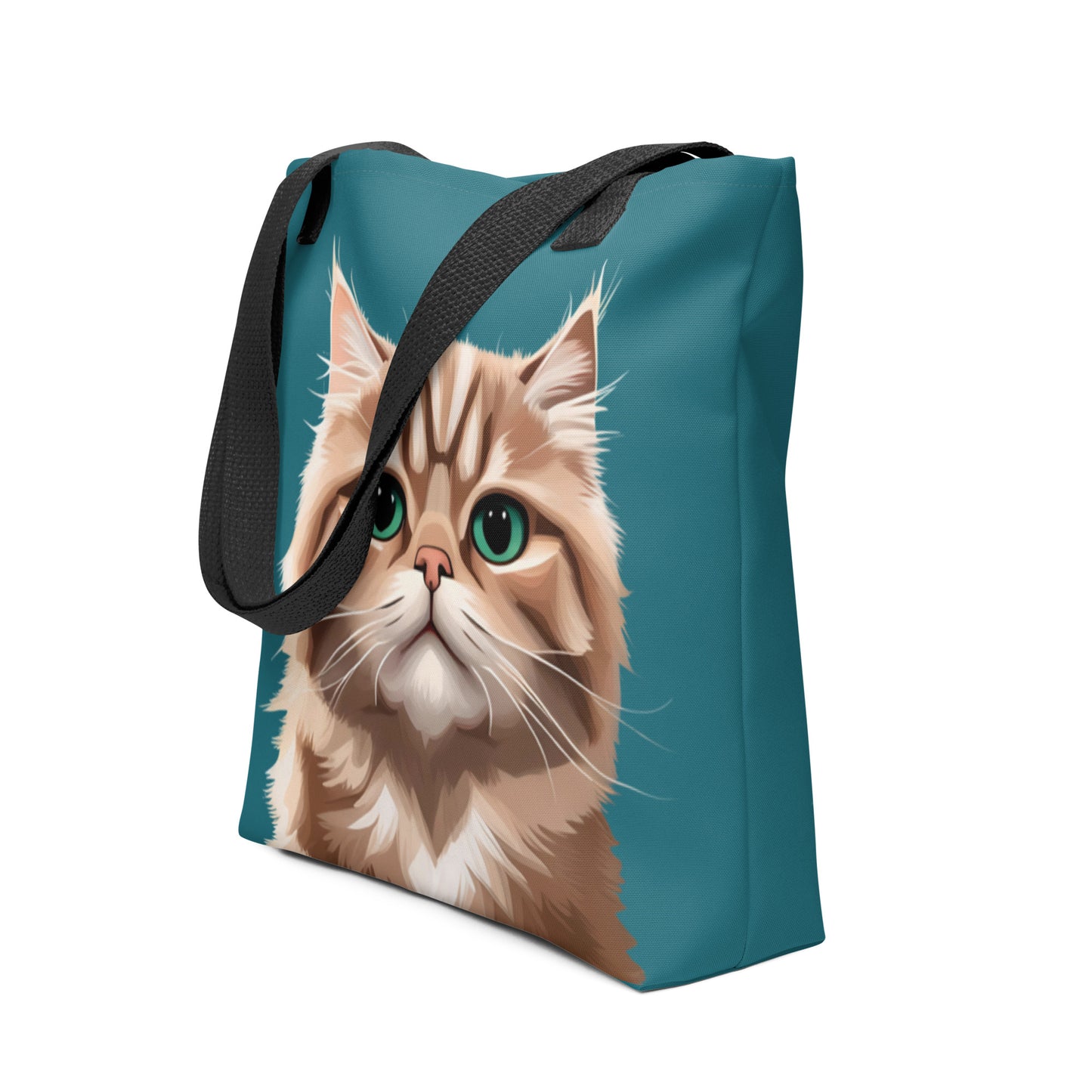 Persian Cat Turquoise Tote Bag