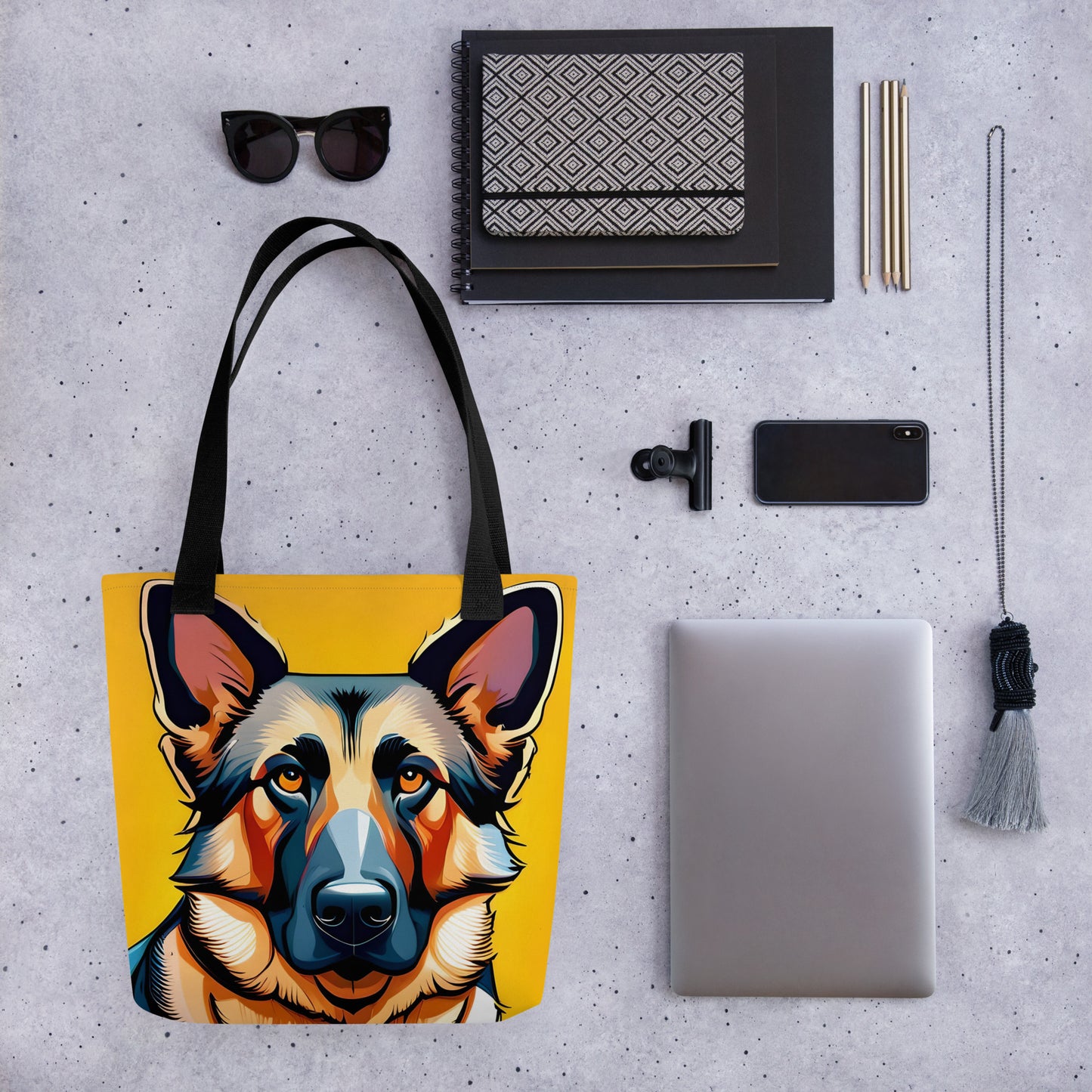 German Shepherd Anime Yellow Tote Bag