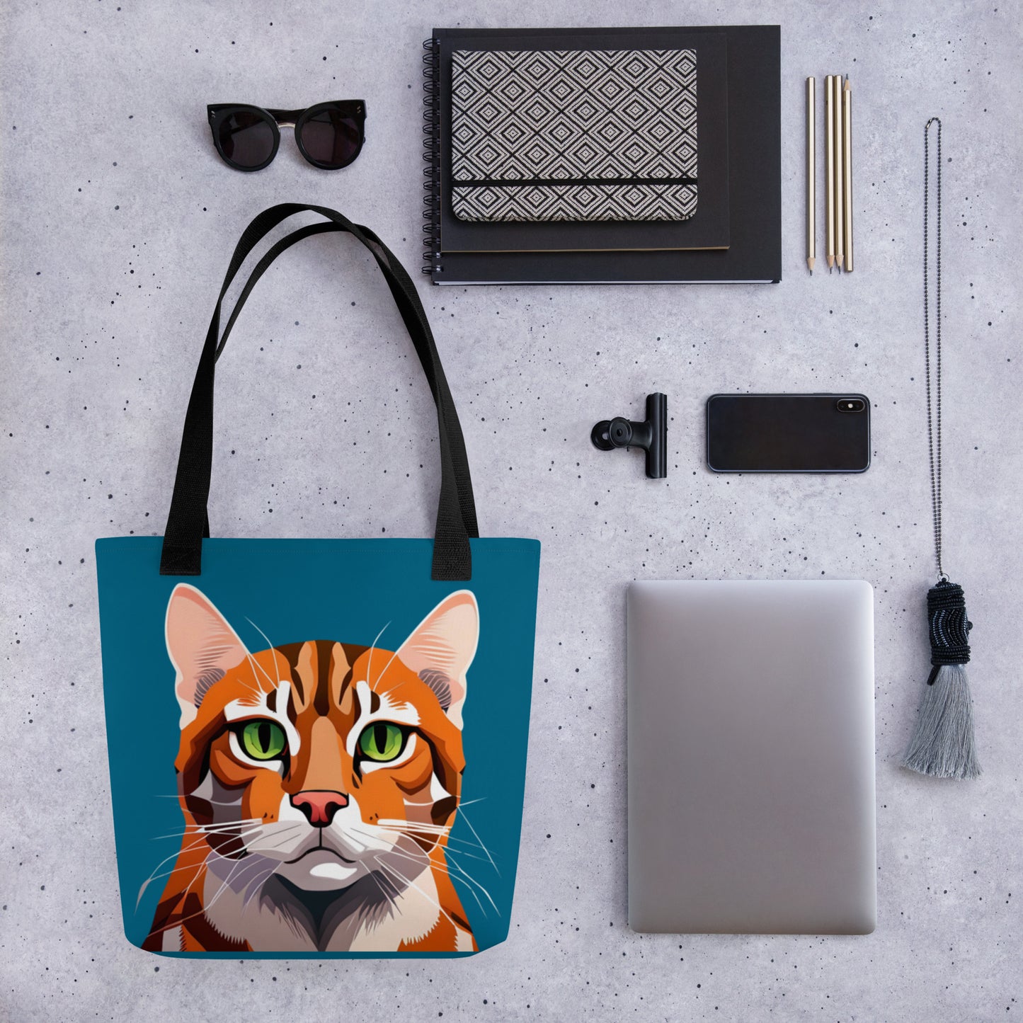 Bengal Cat Blue Tote Bag