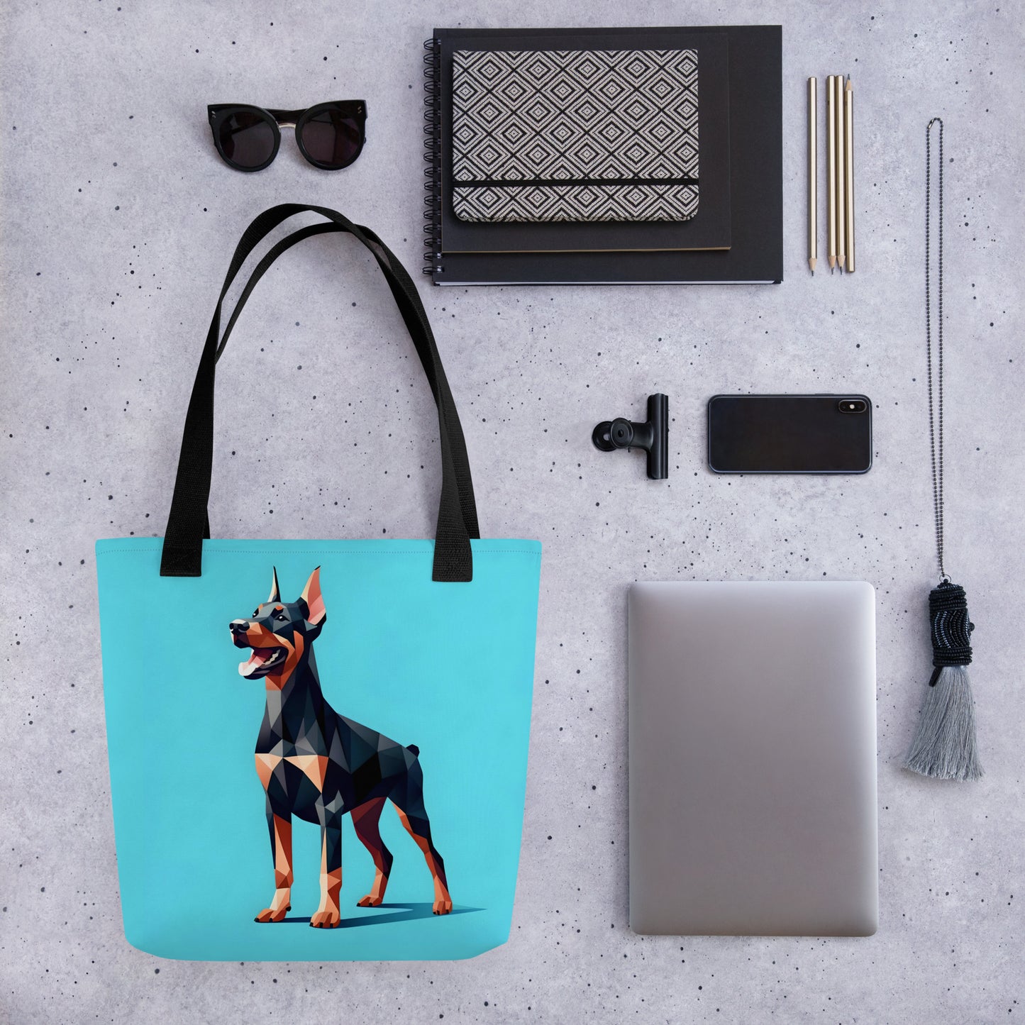 Doberman Baby Blue Tote Bag