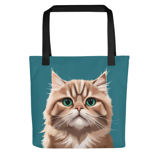 Persian Cat Turquoise Tote Bag