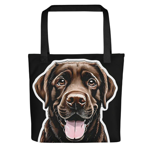 Chocolate Labrador Black Tote Bag