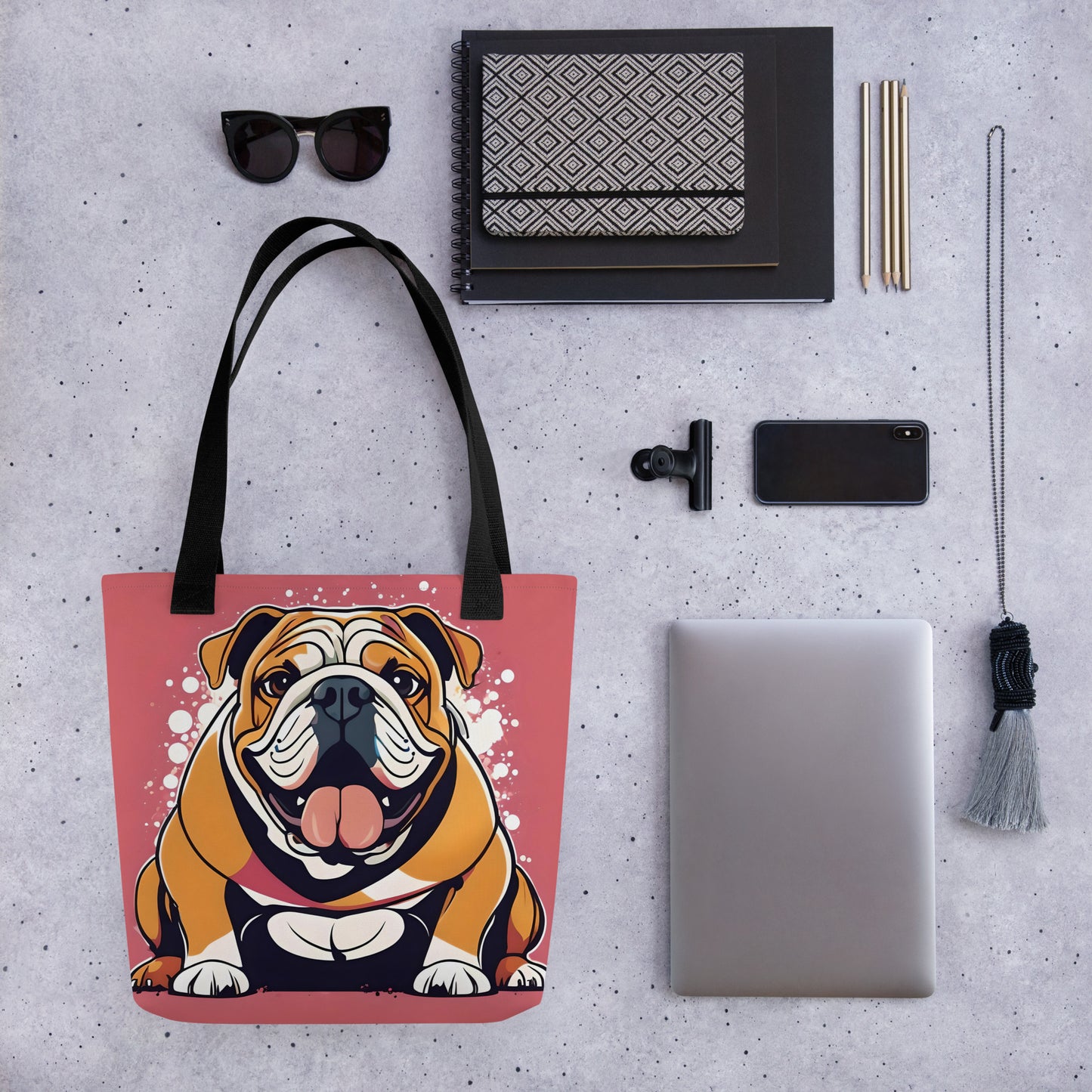 English Bulldog Cheerful Tote Bag