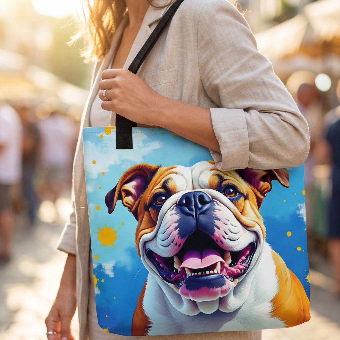 English Bulldog Splash Tote Bag