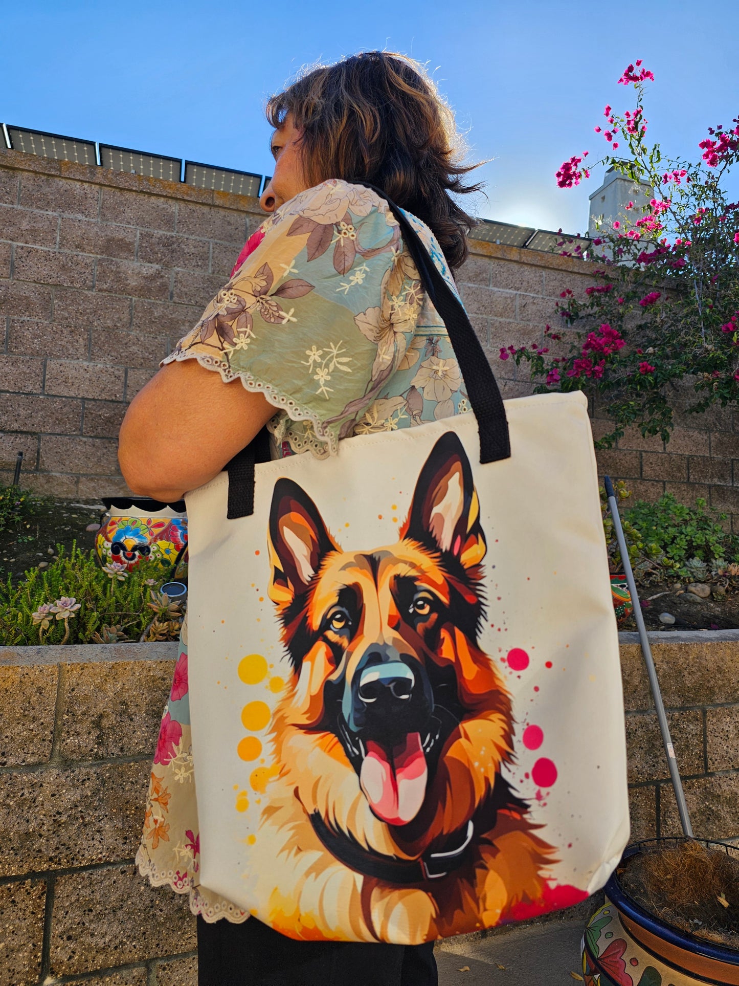 German Shepherd Splash Tote Bag