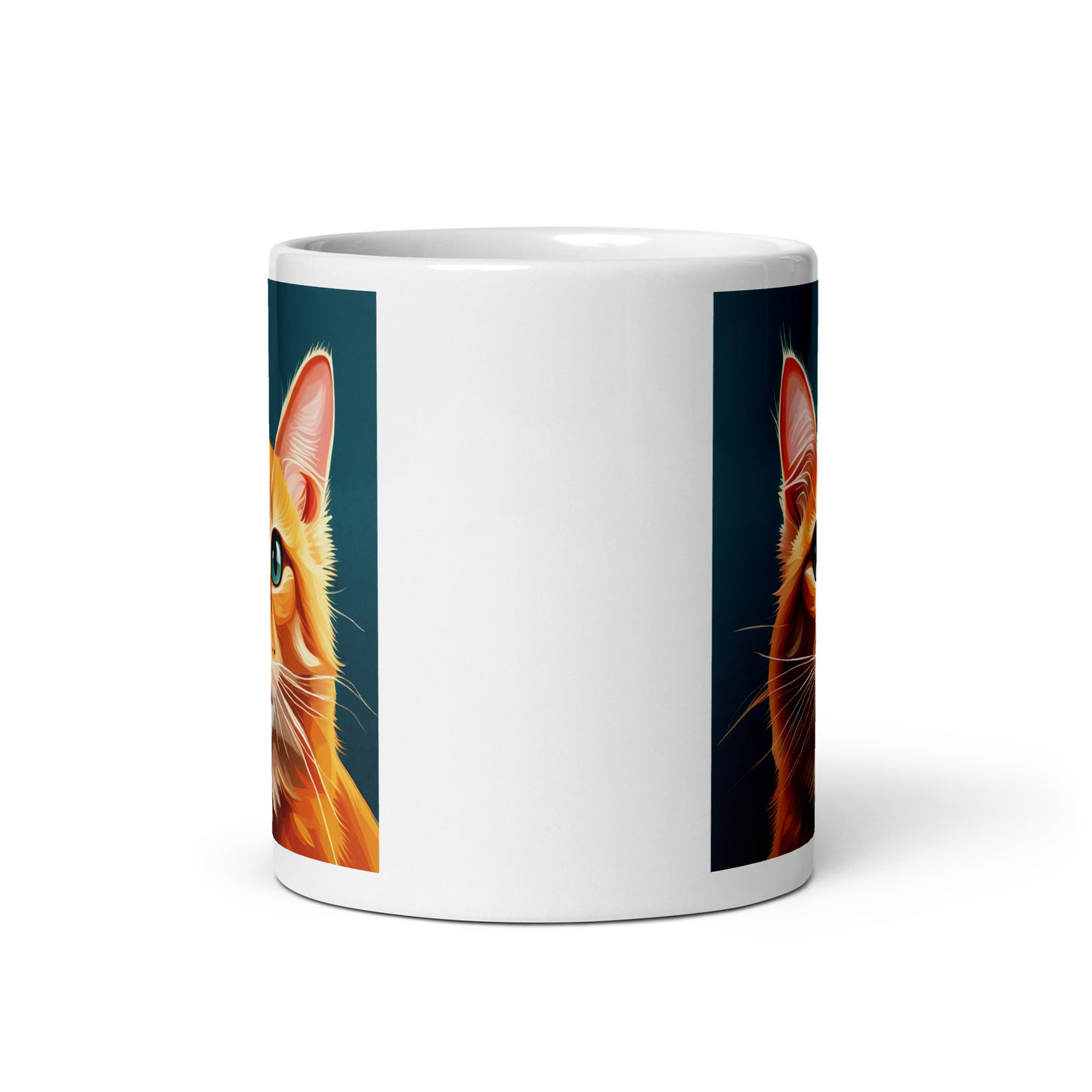 Orange Cat Turquoise Glossy Mug