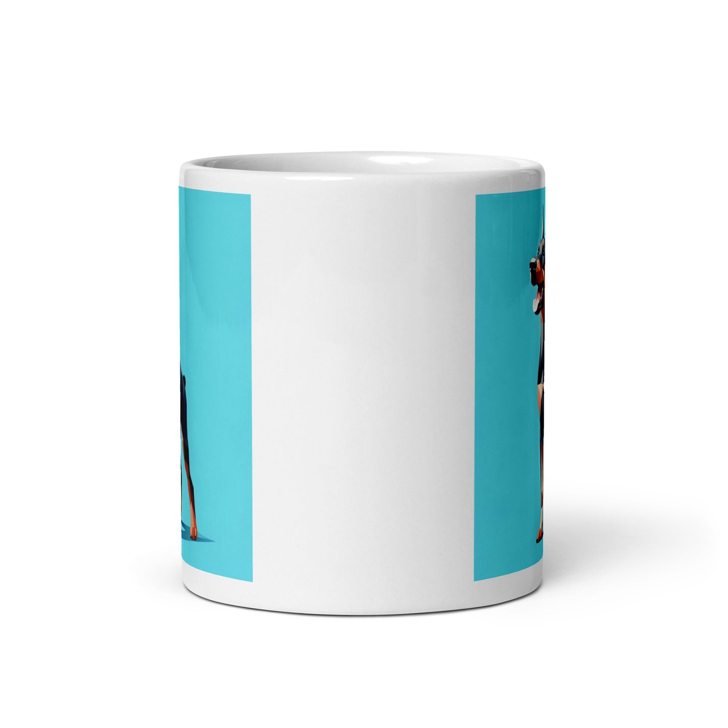 Doberman Baby Blue Glossy Mug