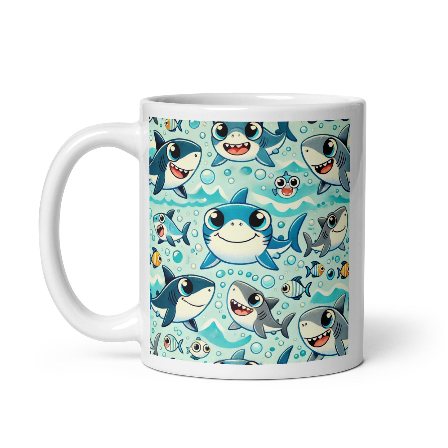 Shark Cartoon Glossy Mug