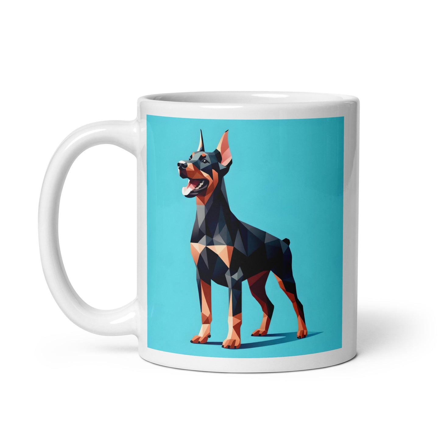 Doberman Baby Blue Glossy Mug