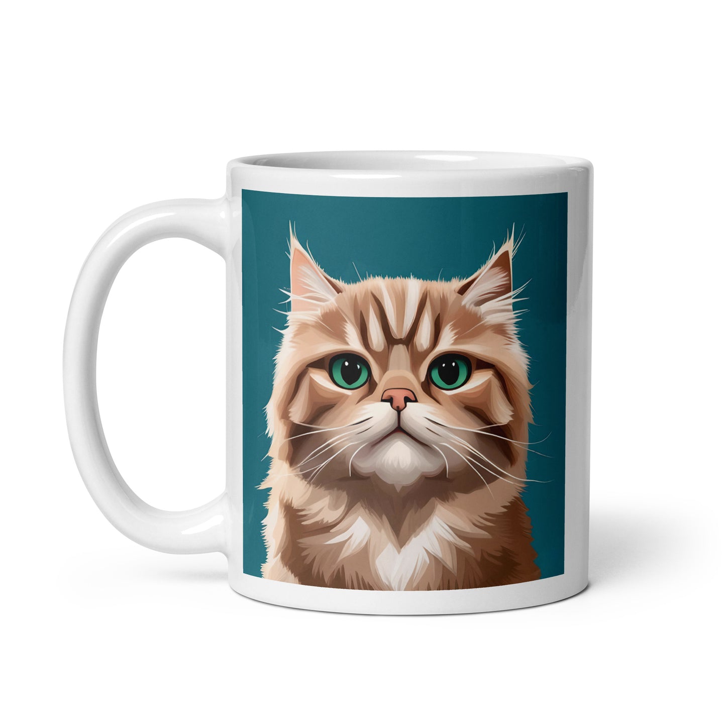 Persian Cat Turquoise Glossy Mug