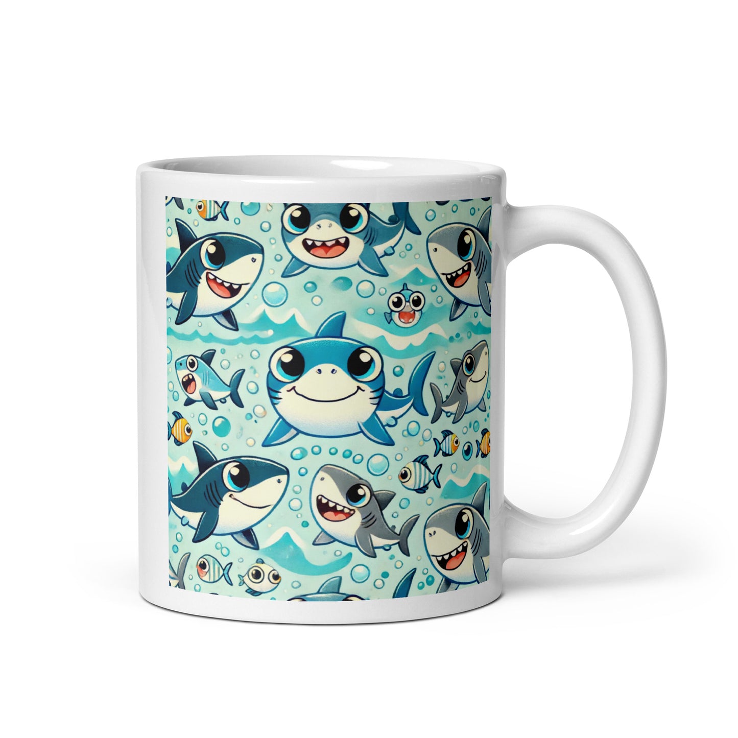 Shark Cartoon Glossy Mug