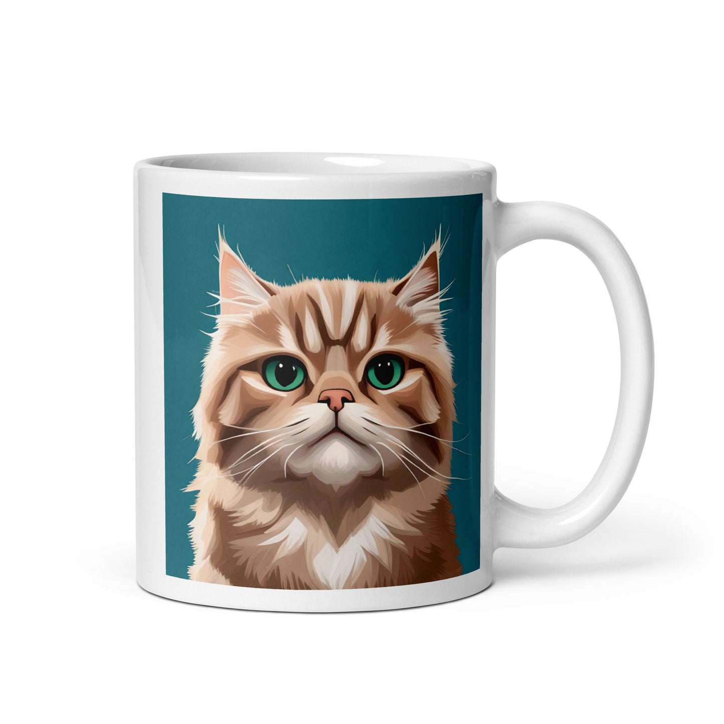 Persian Cat Turquoise Glossy Mug