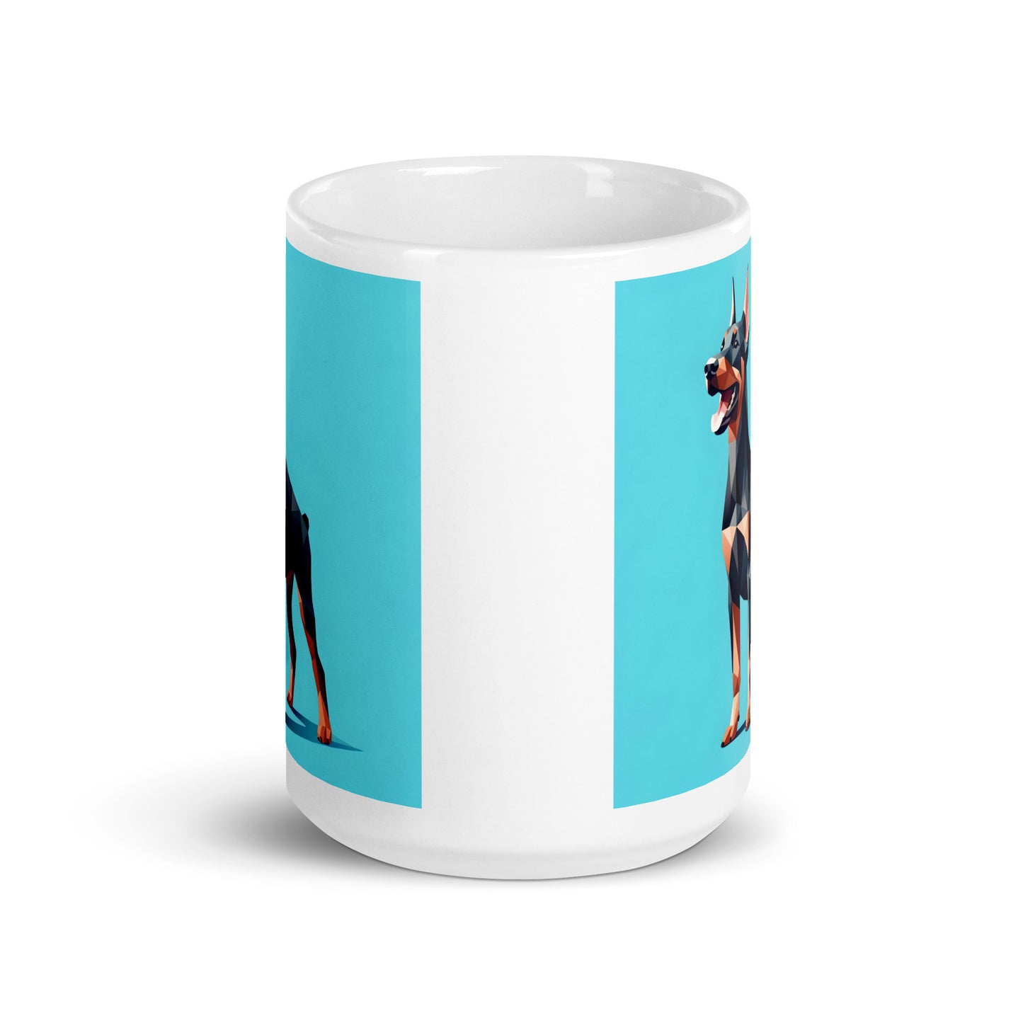 Doberman Baby Blue Glossy Mug