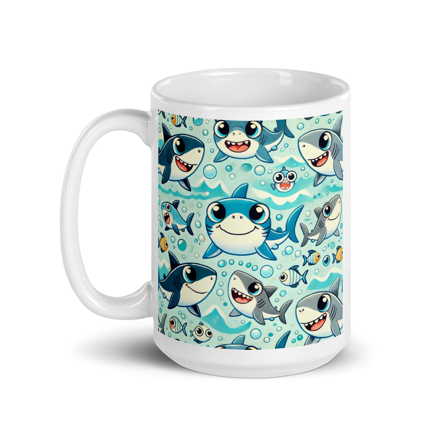 Shark Cartoon Glossy Mug