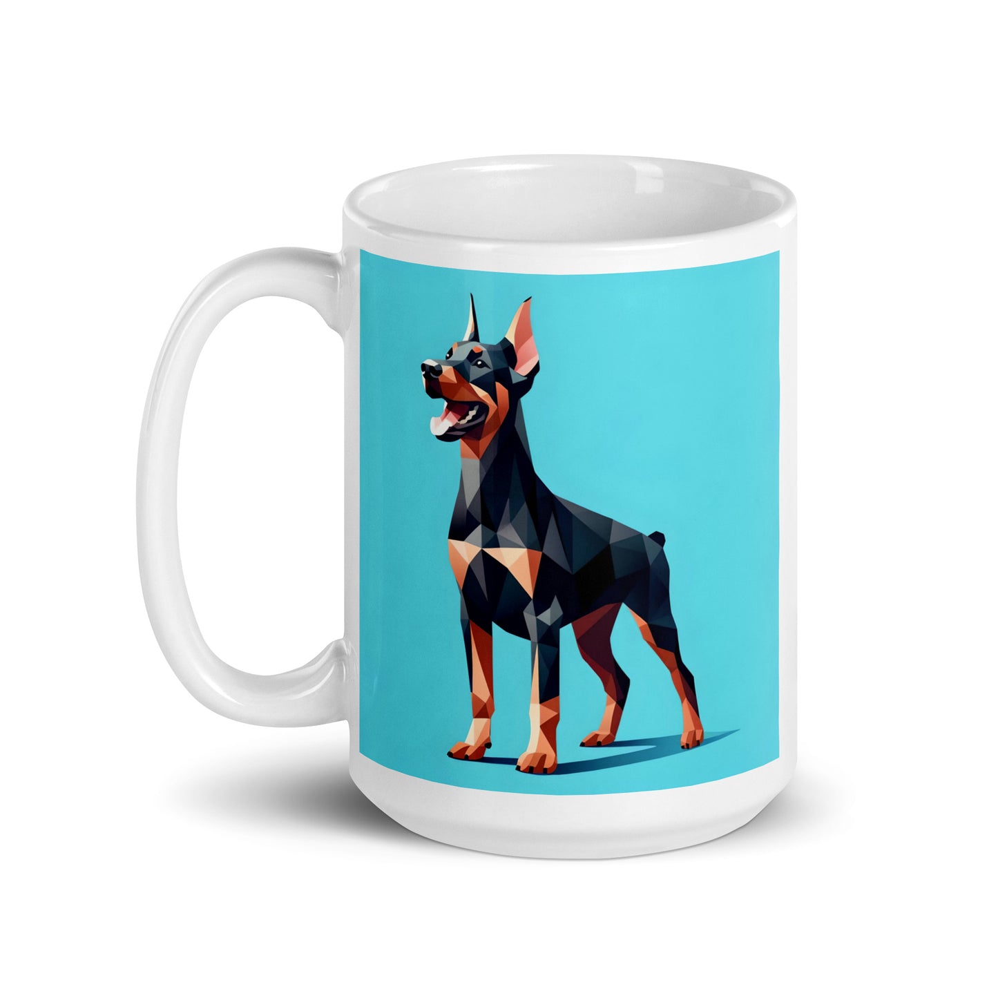 Doberman Baby Blue Glossy Mug