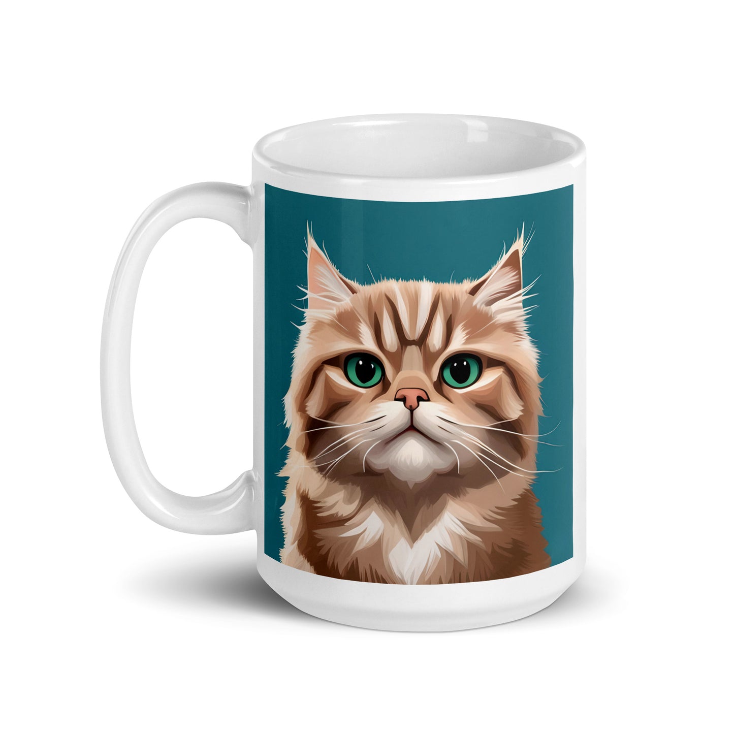 Persian Cat Turquoise Glossy Mug