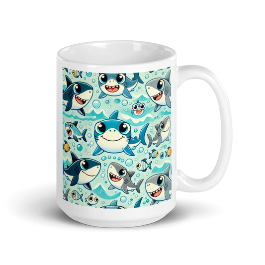 Shark Cartoon Glossy Mug