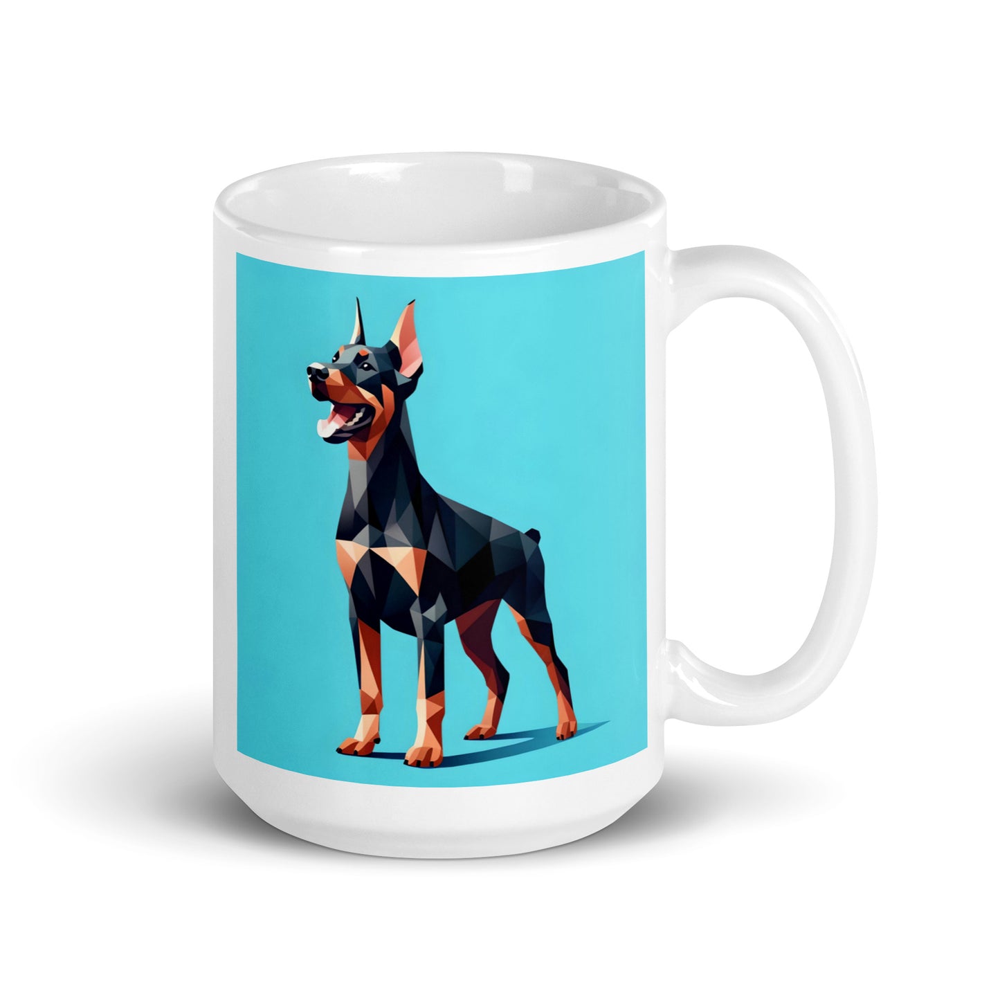 Doberman Baby Blue Glossy Mug