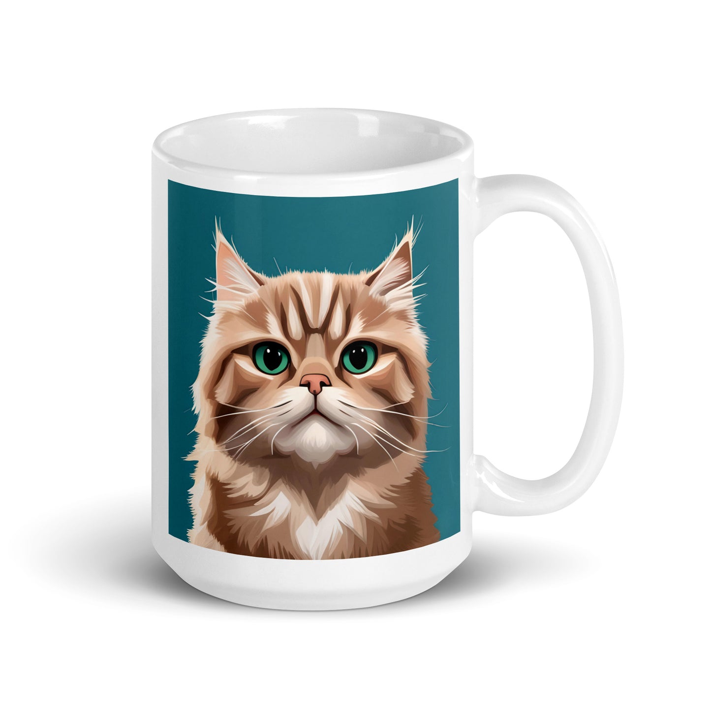 Persian Cat Turquoise Glossy Mug