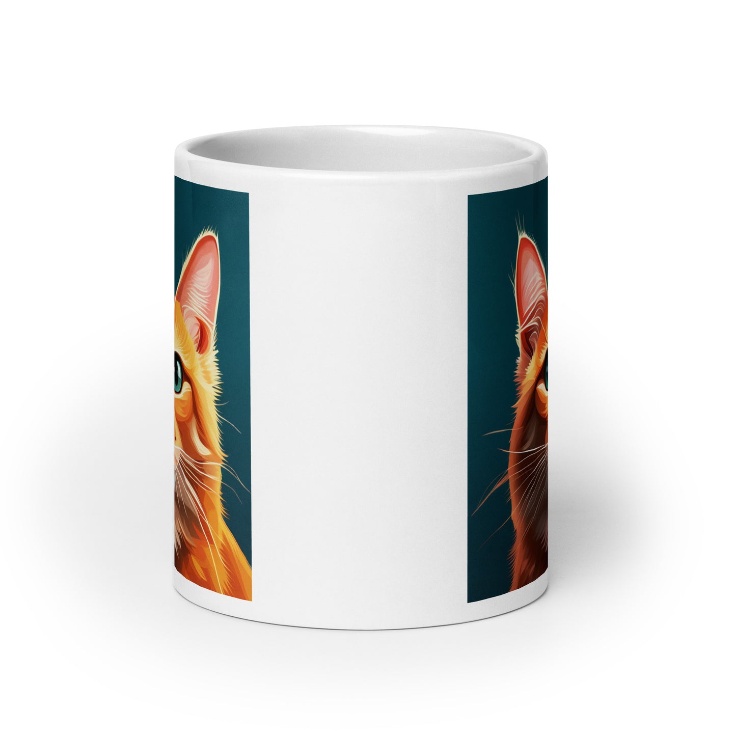 Orange Cat Turquoise Glossy Mug