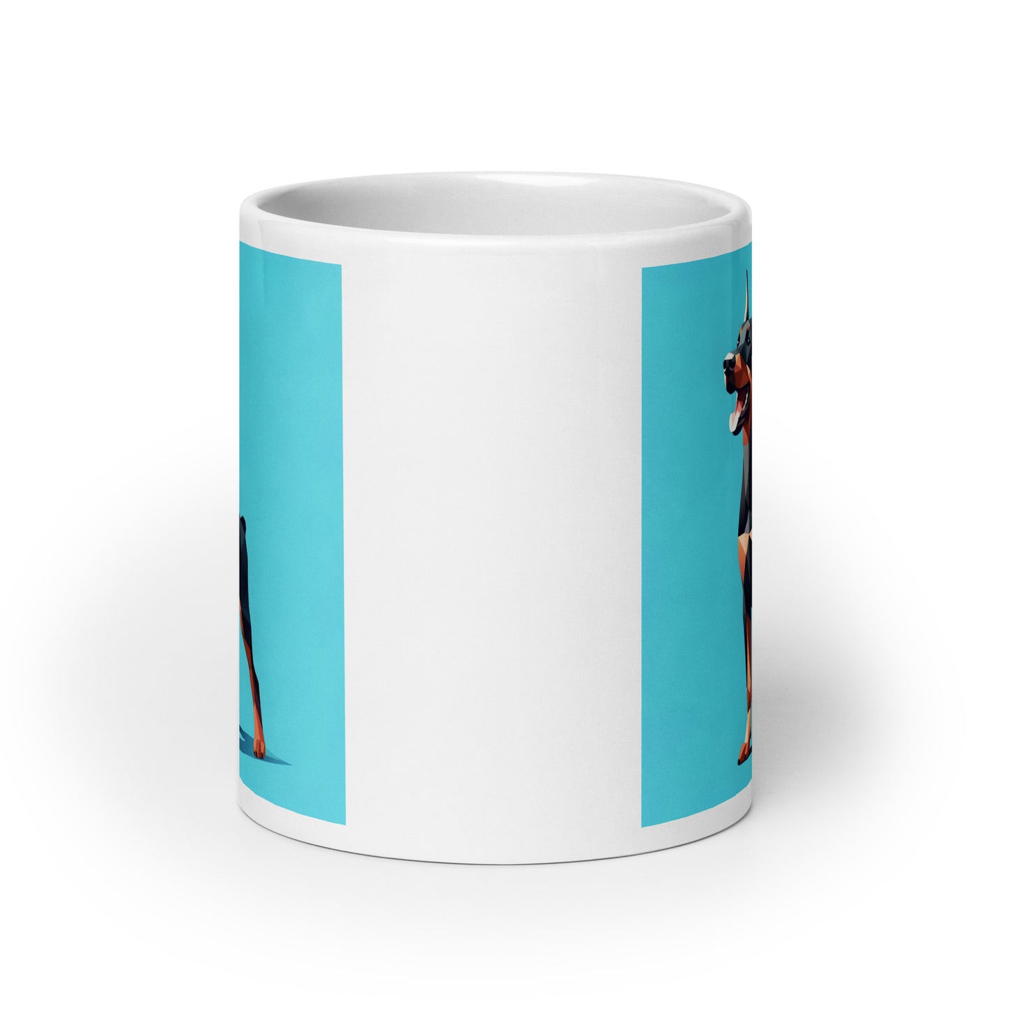 Doberman Baby Blue Glossy Mug