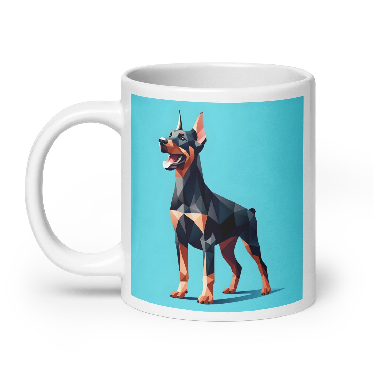 Doberman Baby Blue Glossy Mug