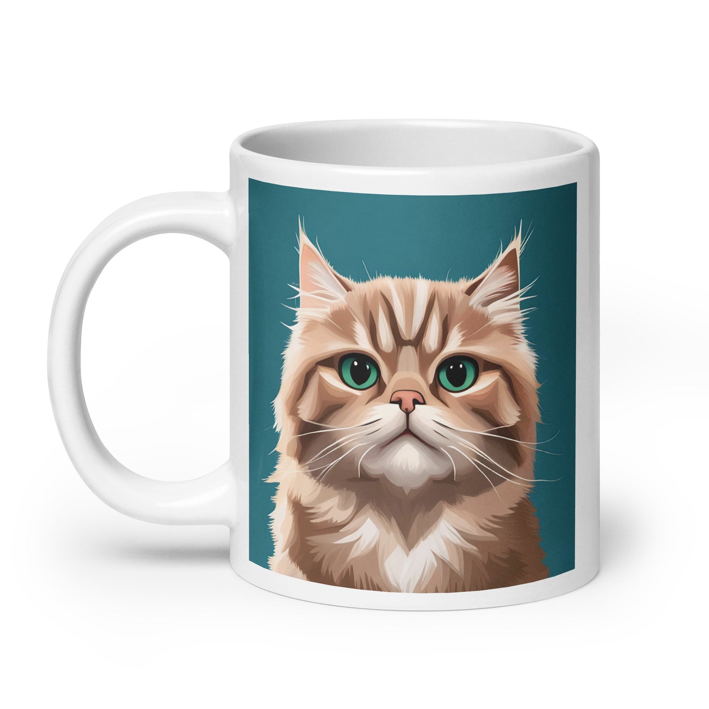 Persian Cat Turquoise Glossy Mug